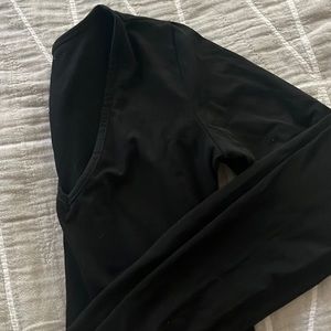 Black v-neck body suit